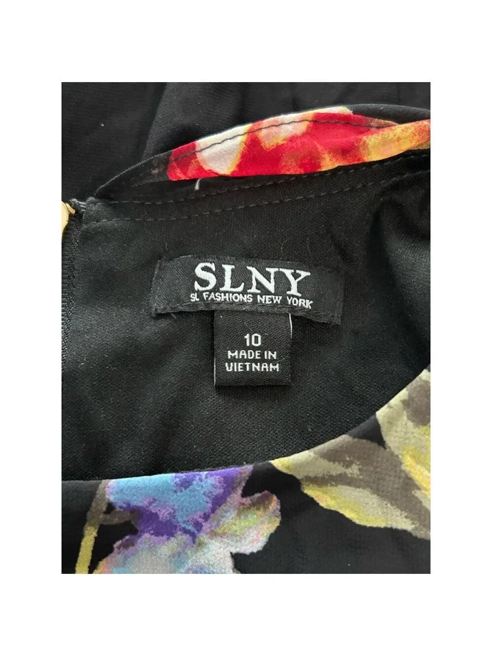 SL Fashions New York Dress Size 10 Black Floral - Picture 6 of 13